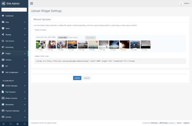 Admin Minimal Uploader Files